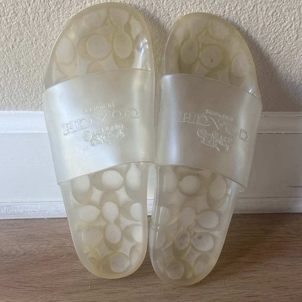 Coach Translucent Ivory Logo Slide Sandals - Picture 2 of 5